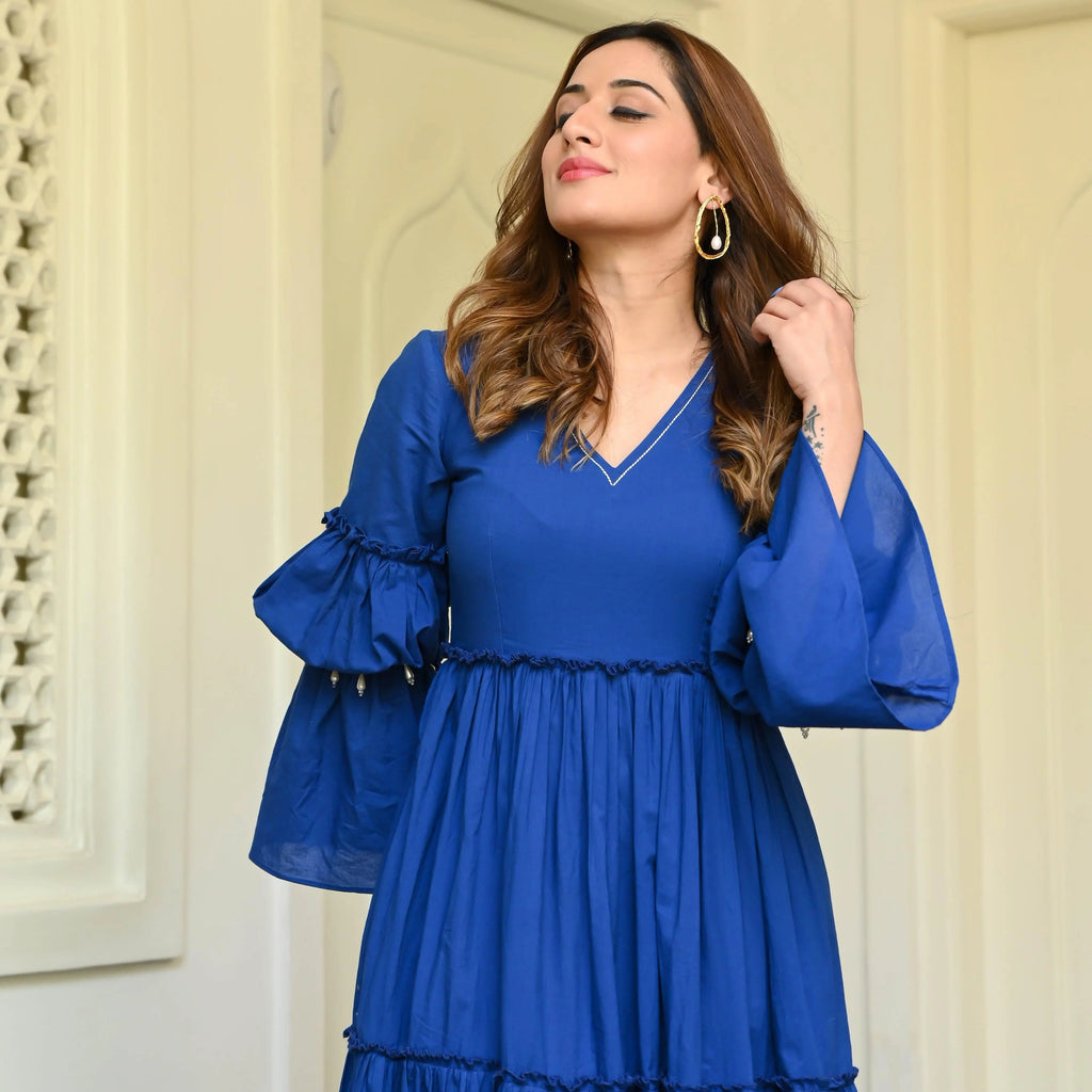 Boshon Lapis Blue Cotton Dress