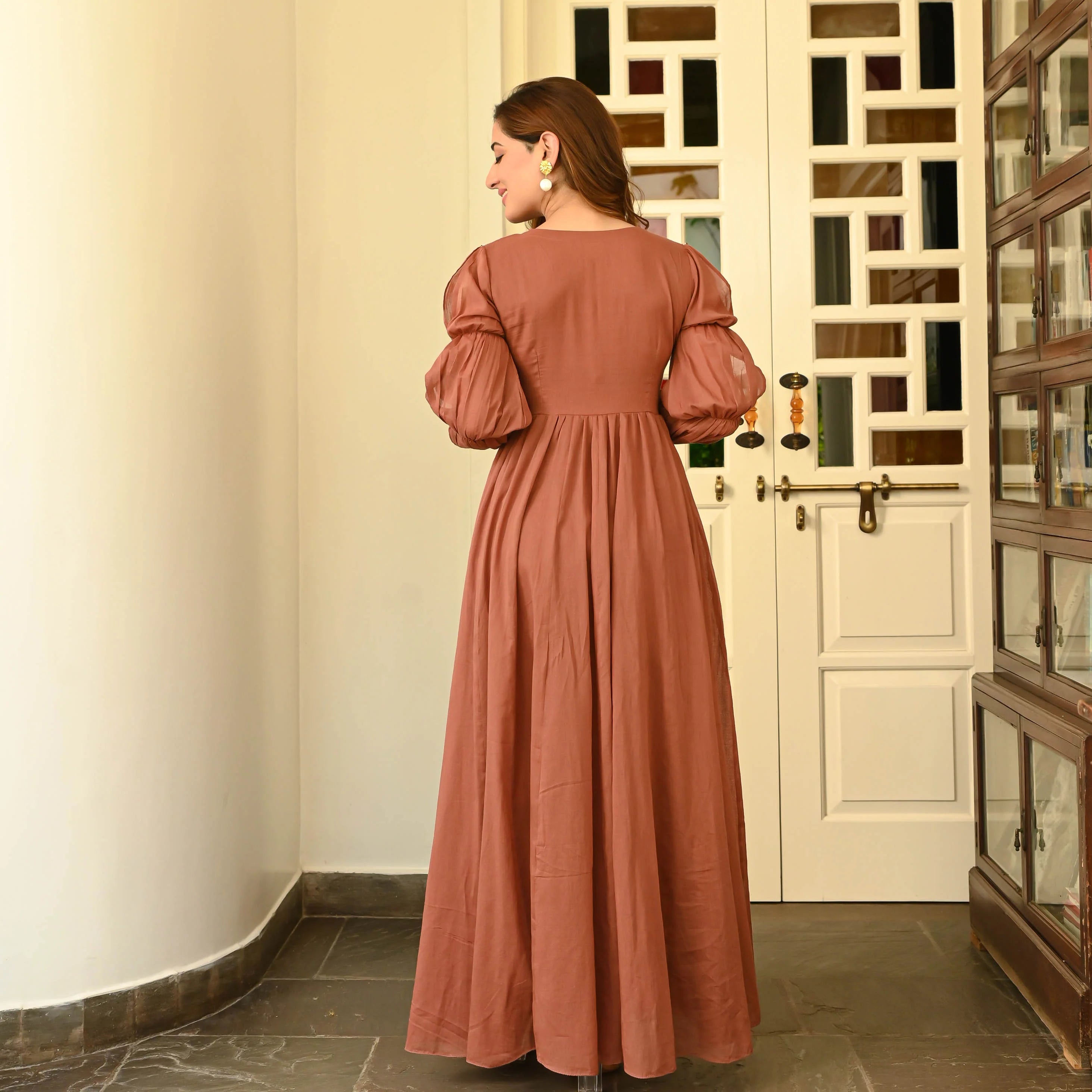 Boshon Brown Rust Cotton Dress