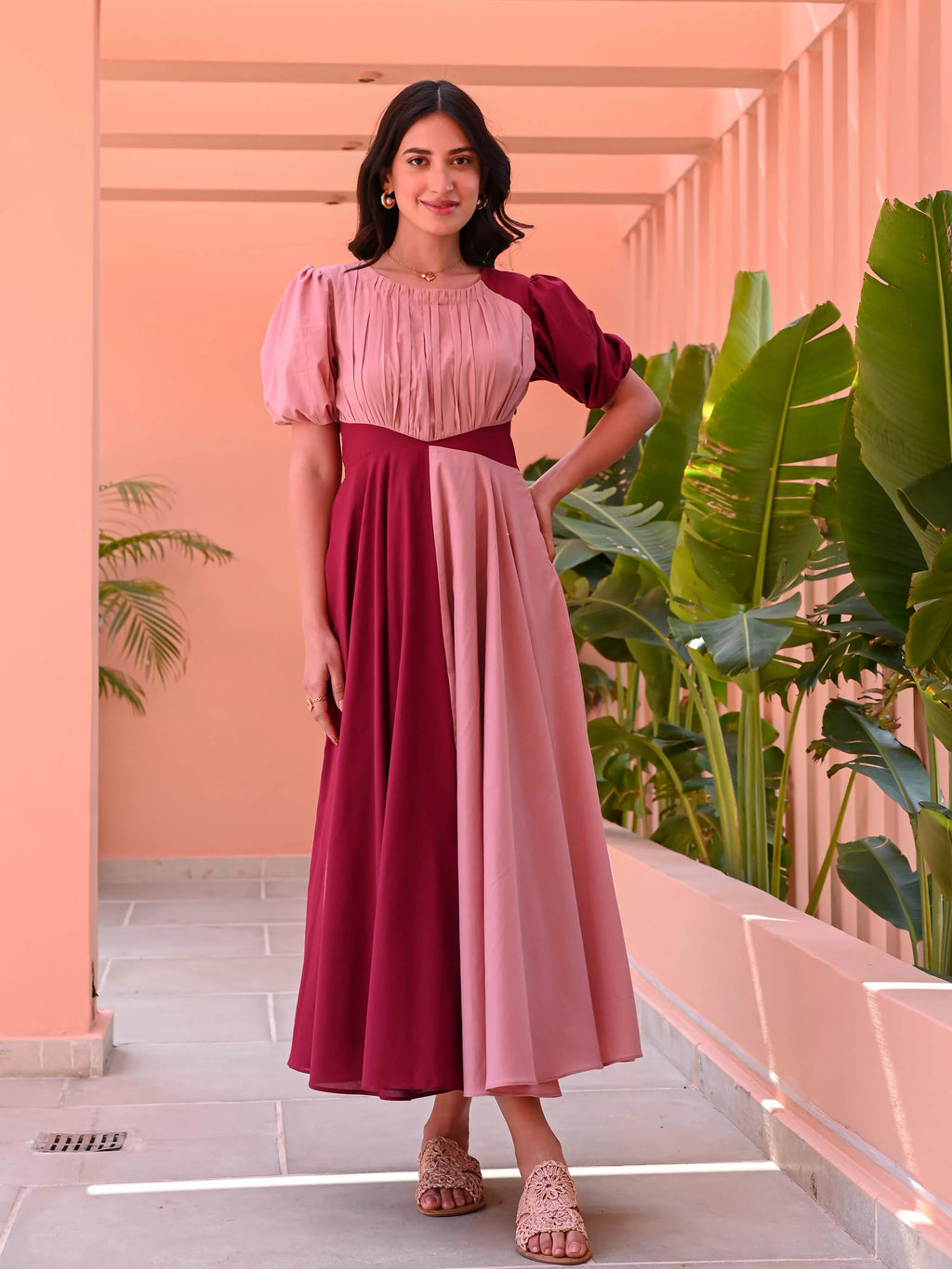 Boshon Peach Tango Cotton Dress