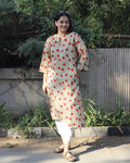 Light Pista Printed Long Kurta – Cotton