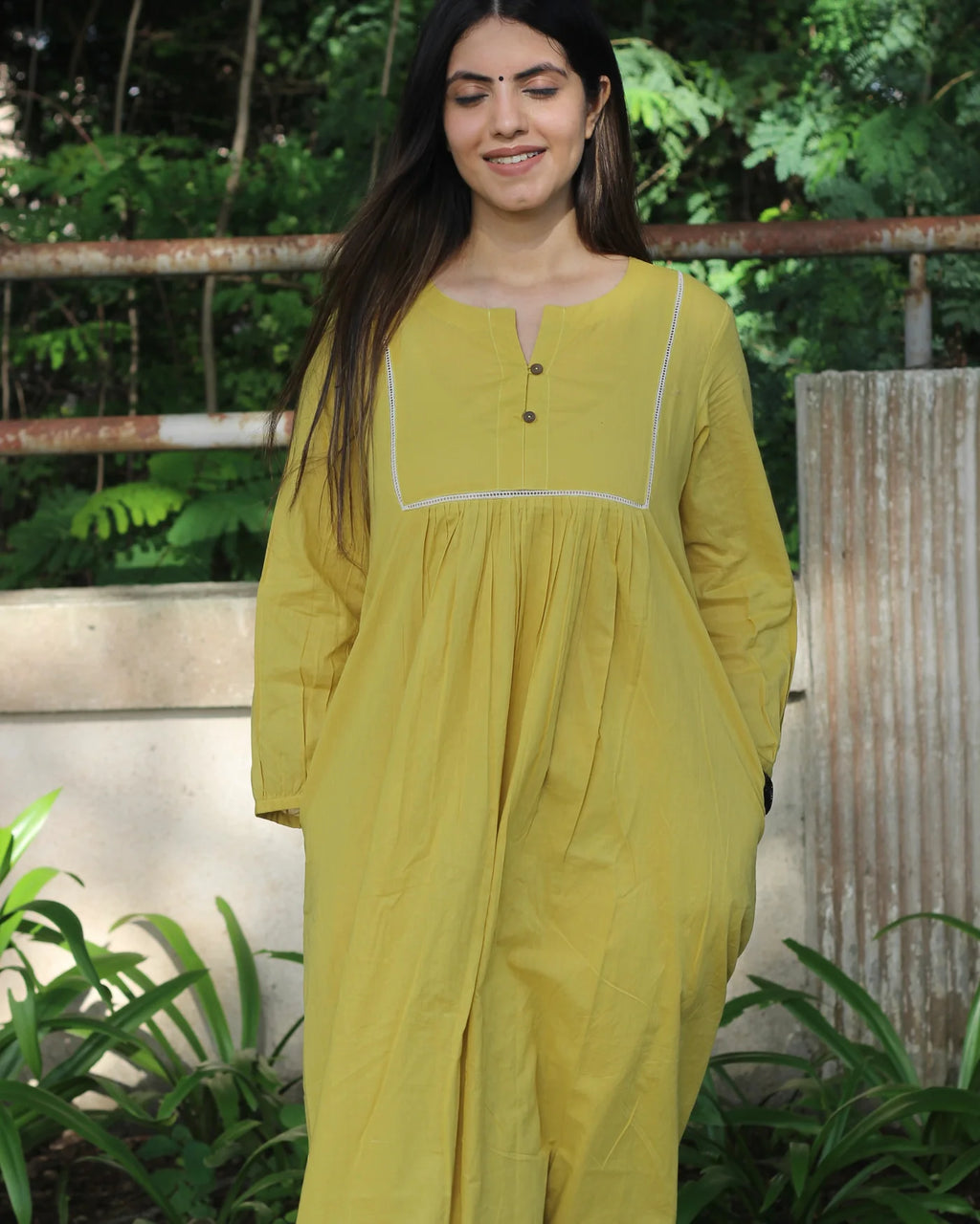 Premium Cotton Mustard Yellow Kurta with Pockets