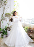 Boshon White Georgette With Inner Designer Gown Dress