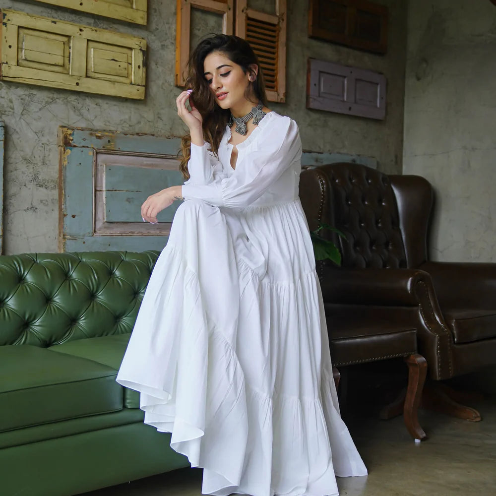 Boshon Fairy Pure White Maxi Cotton Dress
